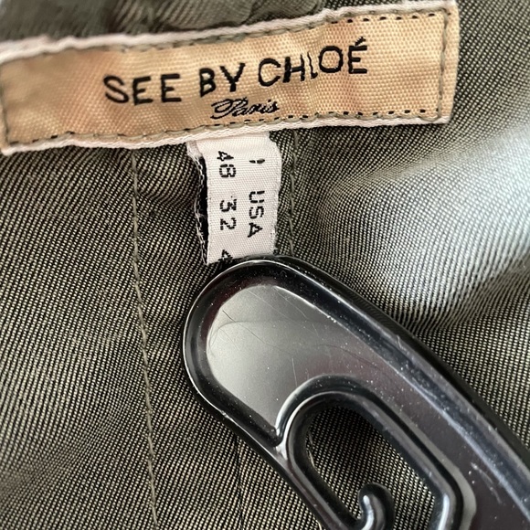 See By Chloe Paris Olive Green Cargo Utility Jacket 32 - Picture 3 of 16
